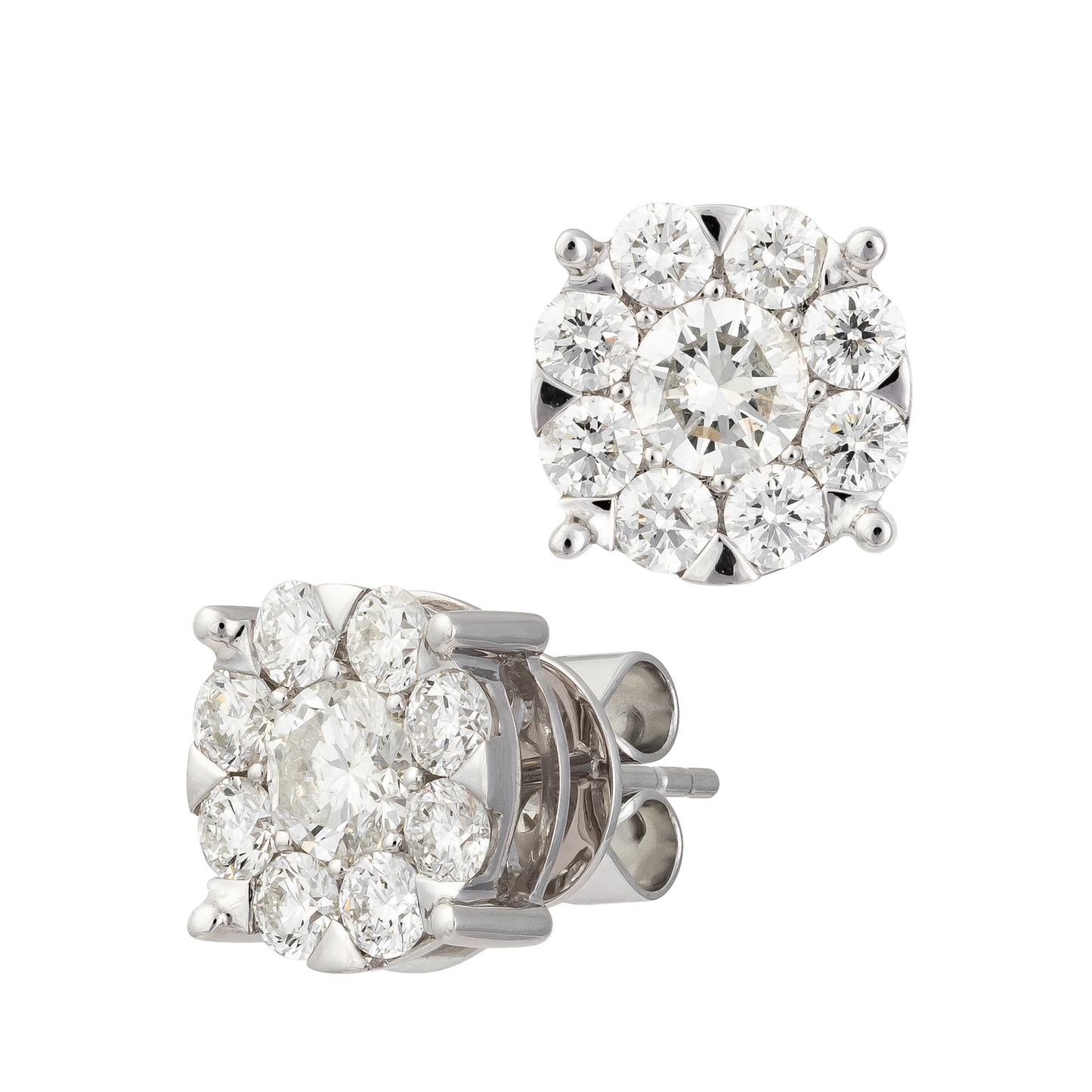 Cluster Diamond Earrings Stud