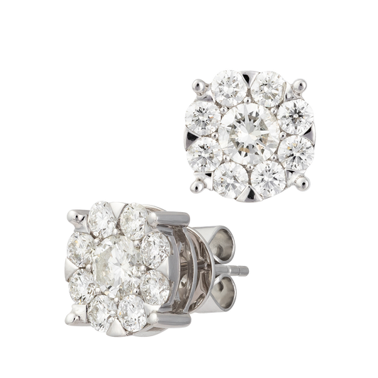 Cluster Diamond Earrings Stud